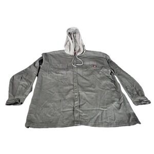 Wrangler Workwear Hoodie Shirt Men XXL Gray Long Sleeve‎ Custom Print Shop Punk